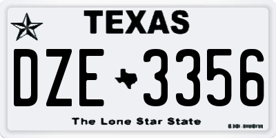 TX license plate DZE3356