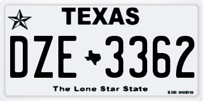 TX license plate DZE3362