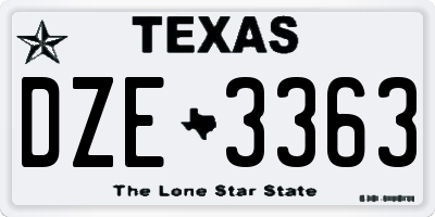 TX license plate DZE3363