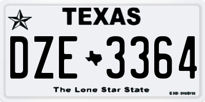 TX license plate DZE3364