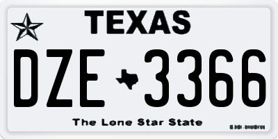 TX license plate DZE3366