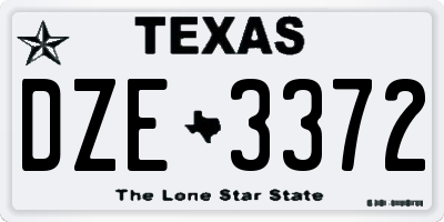 TX license plate DZE3372