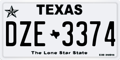 TX license plate DZE3374