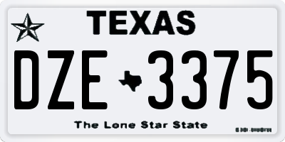 TX license plate DZE3375