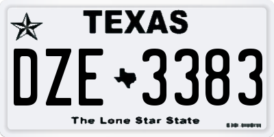 TX license plate DZE3383