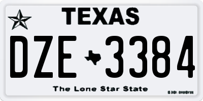 TX license plate DZE3384