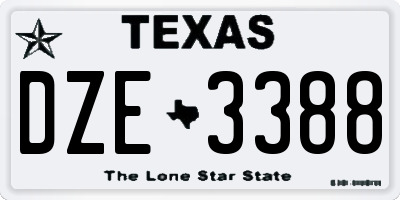TX license plate DZE3388
