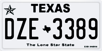 TX license plate DZE3389