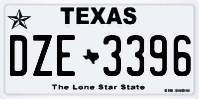 TX license plate DZE3396