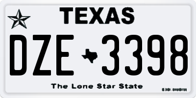 TX license plate DZE3398