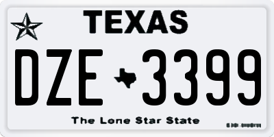 TX license plate DZE3399
