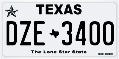 TX license plate DZE3400