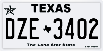 TX license plate DZE3402