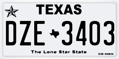 TX license plate DZE3403
