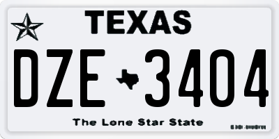 TX license plate DZE3404