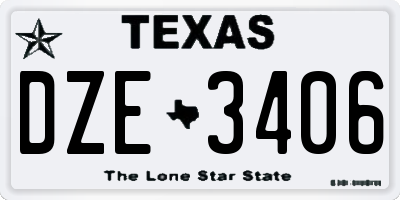 TX license plate DZE3406