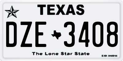 TX license plate DZE3408