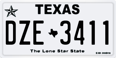 TX license plate DZE3411