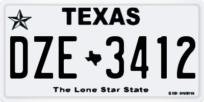TX license plate DZE3412