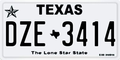 TX license plate DZE3414