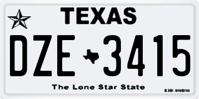 TX license plate DZE3415