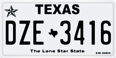 TX license plate DZE3416
