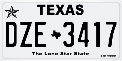 TX license plate DZE3417