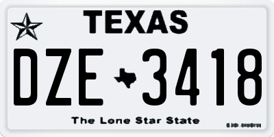 TX license plate DZE3418