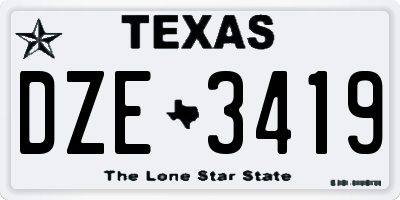 TX license plate DZE3419