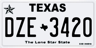 TX license plate DZE3420