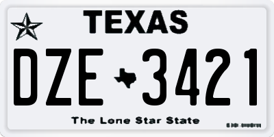 TX license plate DZE3421