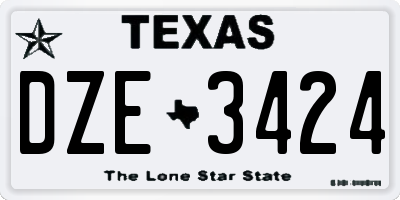 TX license plate DZE3424