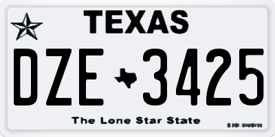 TX license plate DZE3425
