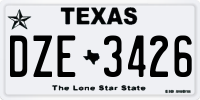 TX license plate DZE3426