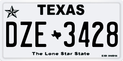 TX license plate DZE3428