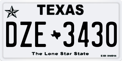 TX license plate DZE3430