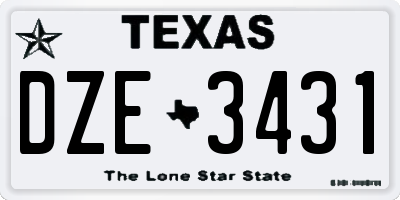 TX license plate DZE3431