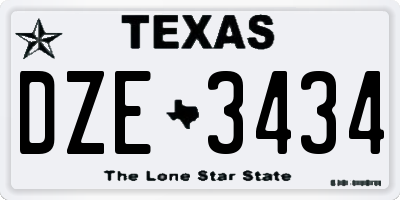TX license plate DZE3434