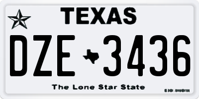 TX license plate DZE3436