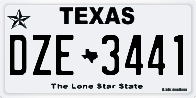 TX license plate DZE3441