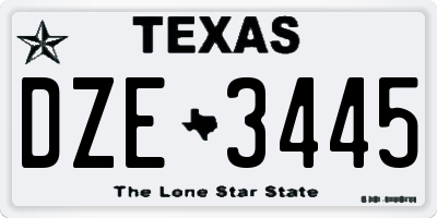 TX license plate DZE3445