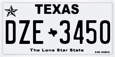 TX license plate DZE3450