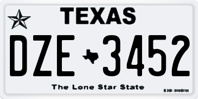 TX license plate DZE3452