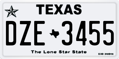 TX license plate DZE3455