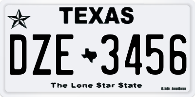 TX license plate DZE3456