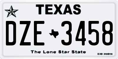TX license plate DZE3458