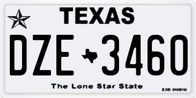 TX license plate DZE3460