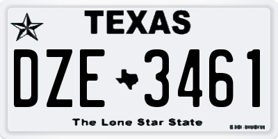 TX license plate DZE3461