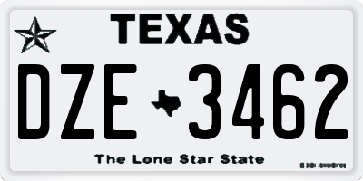TX license plate DZE3462