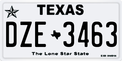 TX license plate DZE3463